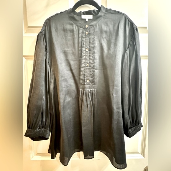 LAFAYETTE 148 EUC Sz L BLACK BLOUSE WITH PINTUCK DETAIL - Picture 2 of 5